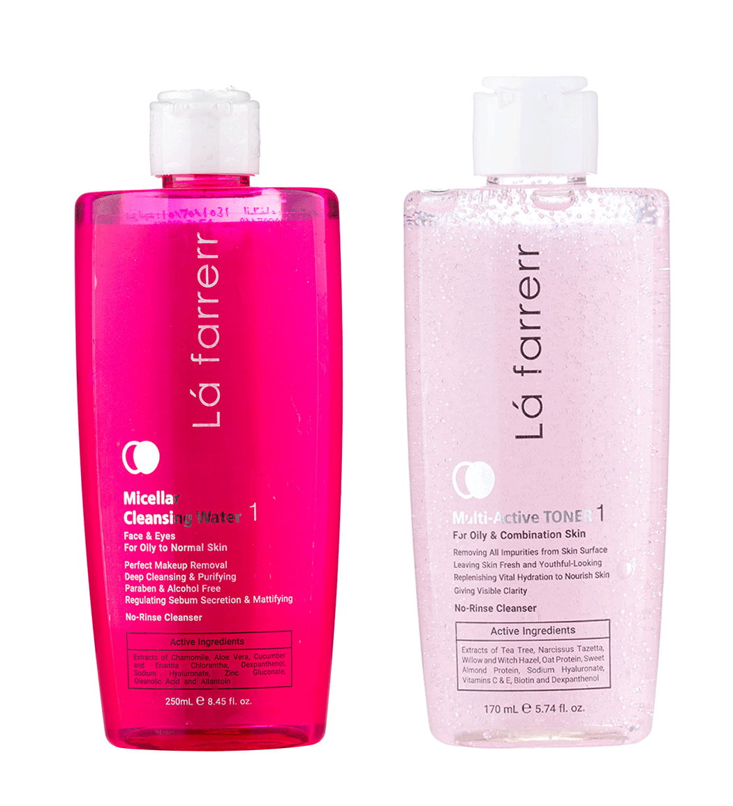 پک محلول پاک کننده آرایش پوست نرمال و چرب وتونر مولتی اکتیو 1 پوست چرب و مختلط 170 میل