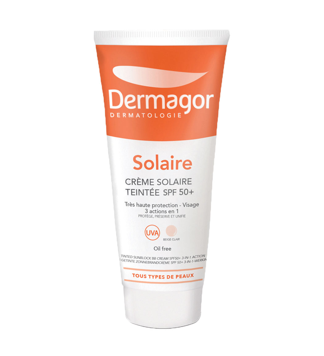 کرم ضد آفتاب رنگی اس پی اف +50 فاقد چربی 3 در 1 حجم 40میل